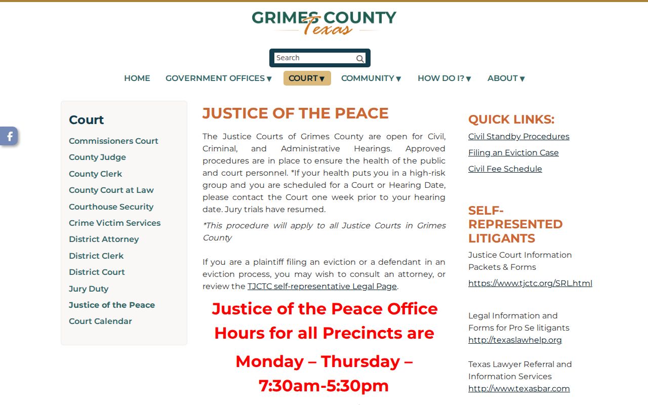 Bedias criminal records route through Grimes County justice courts