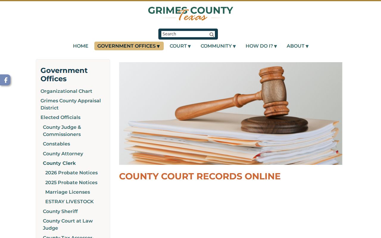 Grimes County criminal court cases official court search guide