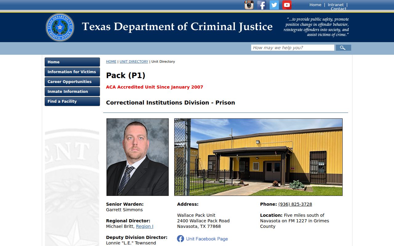 Iola criminal history and Pack Unit custody records