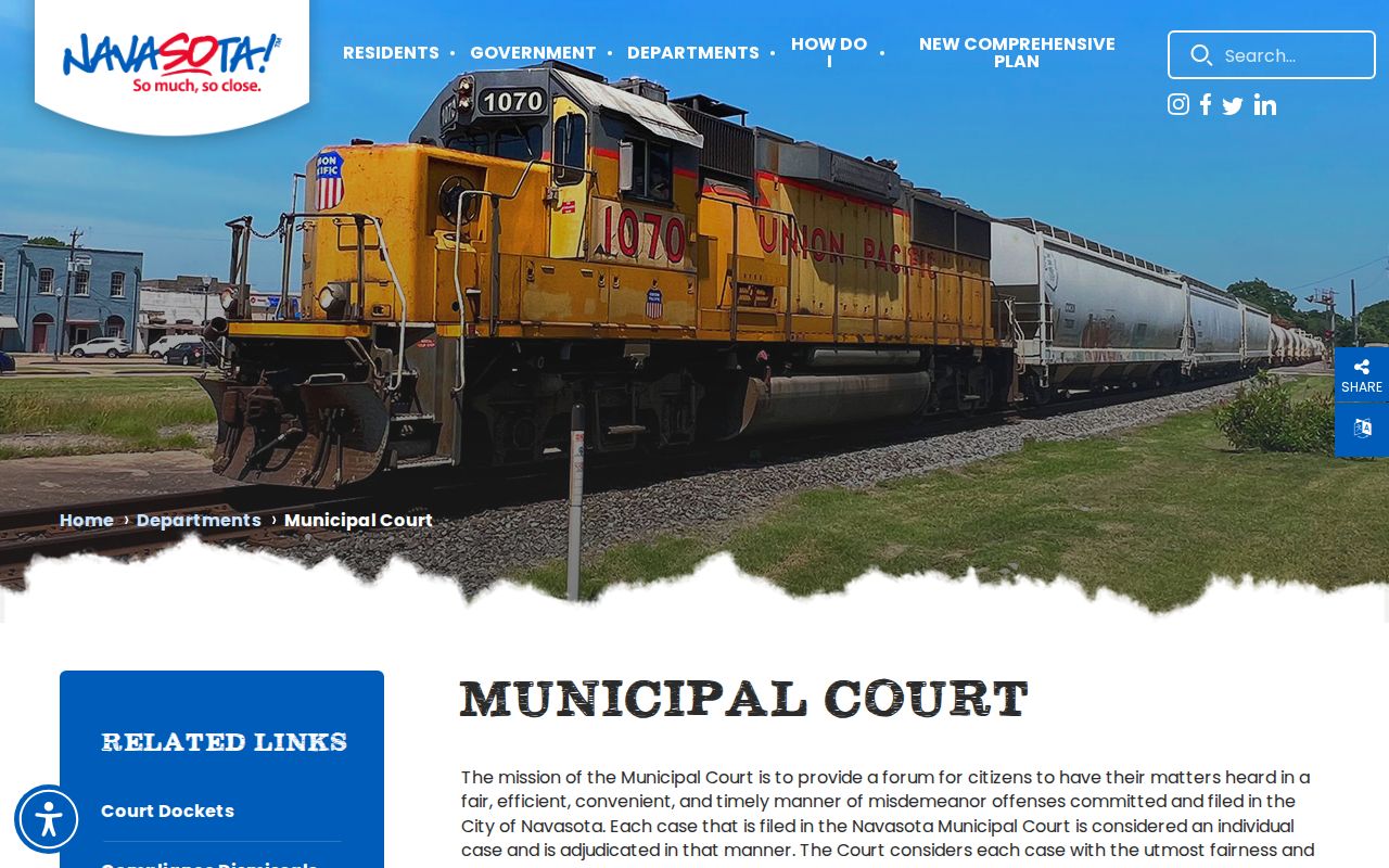 Navasota criminal history records at the Municipal Court page